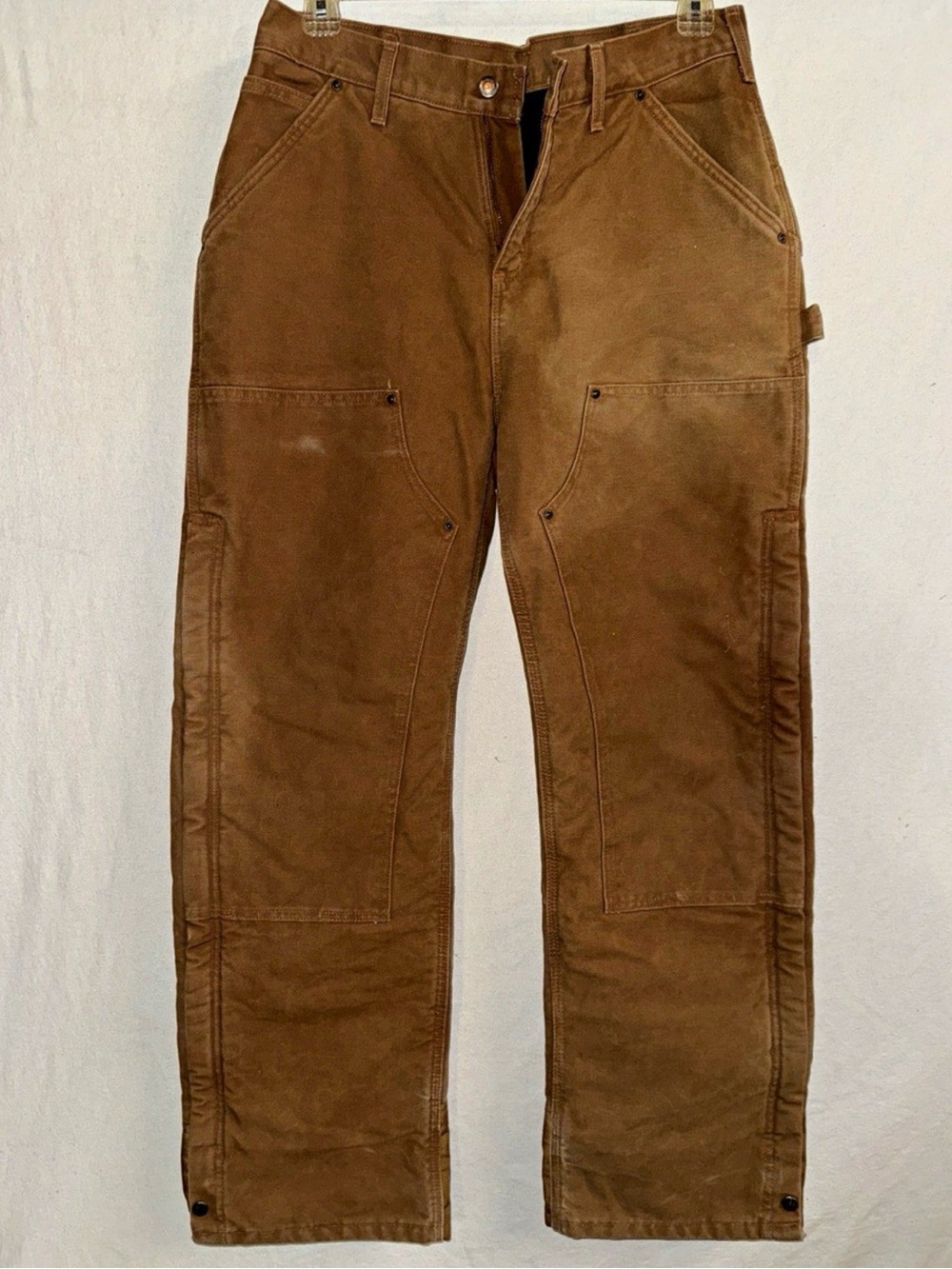 Carhartt B194 Men’s 32x30 Brown Quilt Lined Double Knee Zip Leg Work Pants